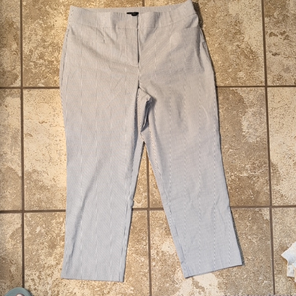 Ann Taylor Factory Blue Striped Capris